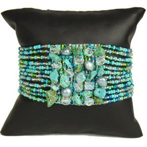 Czech Bead GEM CLUSTER Bracelet Turquoise Crystal